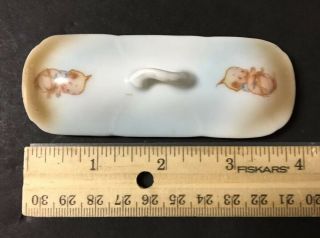 Antique Childs Toy Porcelain Tooth Brush Cover Lid Rose O 
