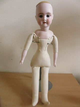 Antique German 23.  5 " Porcelain Bisque Doll 8 Cloth Body