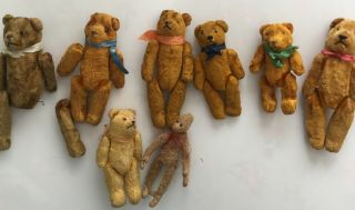 7 Vintage Miniature Teddy Bears And 1 Monkey