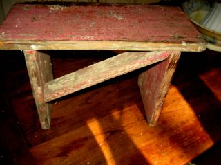 Wonderful Antique Primitive Bench Charming Form,  Great Old Paint Aafa Nr
