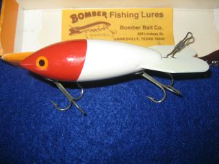Vintage Bomber Red & White Rattler Lure Wood ? Old Stock