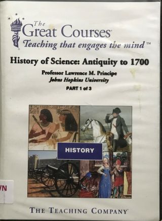 The Great Courses.  History Of Science: Antiquity To 1700.  6 Dvds.  36 Lectu
