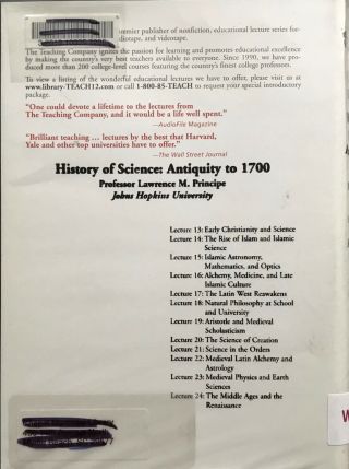 The Great Courses.  History of Science: Antiquity to 1700.  6 DVDs.  36 lectu 5