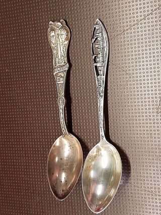 Antique Sterling Silver Cincinnati Ohio,  St Louis Mo 2 Souvenir Spoons 15.  0 Dwt