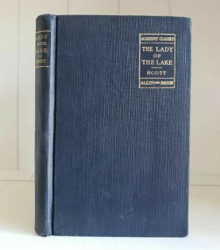 The Lady Of The Lake Sir Walter Scott 1899 Small Antique Allyn & Bacon Navy Blue