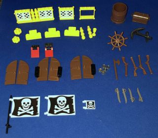 Lego 6285 Black Seas Barracuda Pirate Ship Replacement Parts Windows Doors Flags