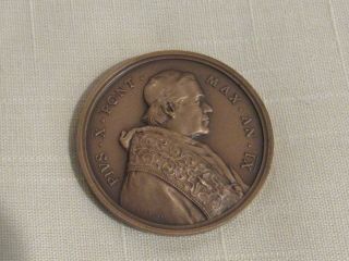 Estate Antique Pope Pius X Bronze Medal 1912 43mm 6