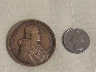 Estate Antique Pope Pius X Bronze Medal 1912 43mm 7