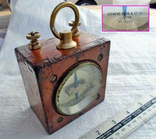 Antique Mahogany Cased Galvanometer Instrument By Siemans & Co No:16323 Old Tool