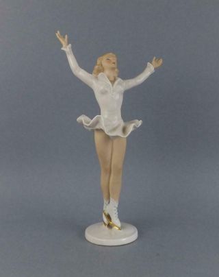 Antique Porcelain German Art Deco Figurine Of Ice Skater By Wallendorf