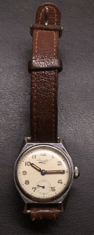 1940s EVERITE KING Tre tacche Military Style,  15 Jewel,  Swiss Mechanical Watch. 2