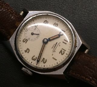 1940s EVERITE KING Tre tacche Military Style,  15 Jewel,  Swiss Mechanical Watch. 5