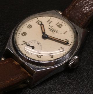 1940s EVERITE KING Tre tacche Military Style,  15 Jewel,  Swiss Mechanical Watch. 6