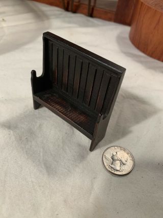 Vintage Artisan Signed Hand Crafted Antique Settle Bench Distressed Black 1:24
