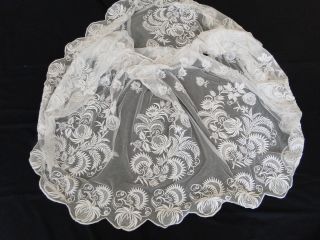ANTIQUE LACE - CIRCA 1880 ' s,  ELABORATE EMBROIDERED SKIRT FLOUNCE 8