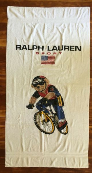 Ralph Lauren Polo Sport Bmx Bear Beach Towel Vintage 90 