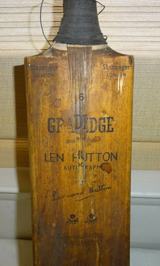 Antique Gradidge Cricket Bat Leonard Hutton Fascimile 1930 - 40s 2