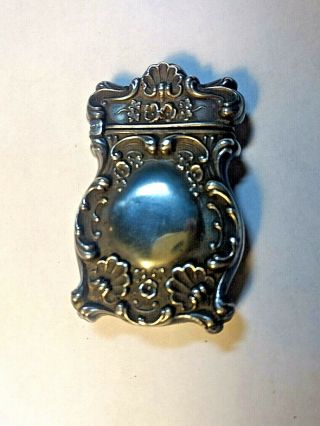 Antique Art Nouveau Sterling Silver Vesta Match Safe No Mono Monogram