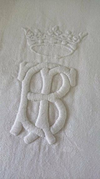 Divine Antique French Damask Linen Table Napkin Couronne Crown Of A Marquis