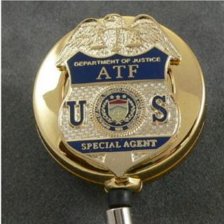 Doj Justice Atf E Federal Special Agent Badge Retractable Id Card Holder Reel