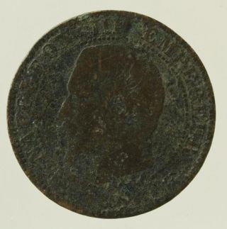 Antique Coin France Emperor Napoleon Iii Cinq 5 Centimes 1853 - 1857 25mm Bronze