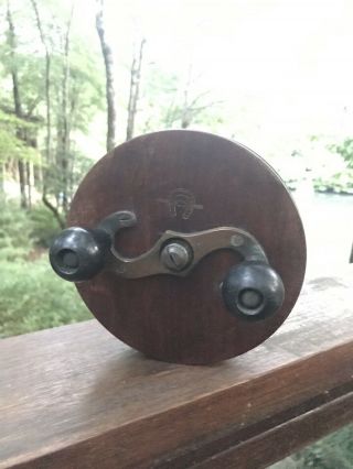 Antique Meisselbach " Good Luck " Wood Fishing Reel
