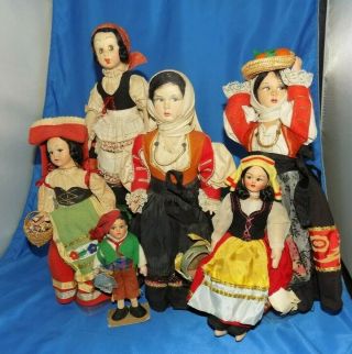 Vintage Italian Type Costume Dolls Magis Roma,  Capri & Others