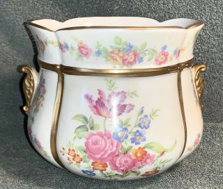 Vintage Fine Concorde China Porcelain Vase Bowl Centerpiece Pink Floral Bouquet