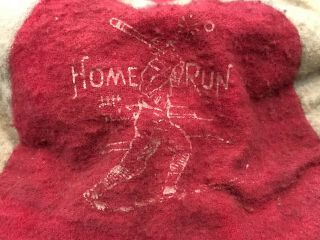 Antique VTG Child ' s Wool Felt Baseball Uniform Hat w Baseball Player Homerun 2