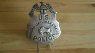 Badge " U.  S.  Bureau Of Indian Affairs Police " Vintage Clean/patina