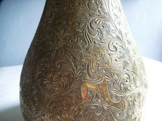 Antique/Vintage Colonial Indian Brass Vase Good Quality Large & Heavy 2