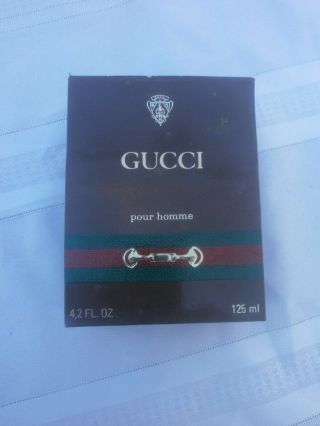 Vintage Gucci Cologne Pour Homme Made In France Fl.  Oz.  4.  2 Ml.  125 Full