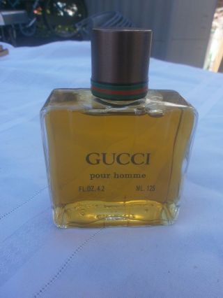 Vintage Gucci Cologne Pour Homme Made In France FL.  OZ.  4.  2 ML.  125 FULL 2