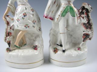 Antique 19th Century Staffordshire Figurines Man and Woman with Goats 2