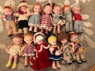 Knickerbocker Plastic Doll Set Of 13 Vintage