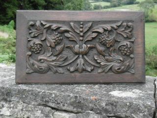 19thc Gothic Oak Carved Panel With Two Gargoyle Heads