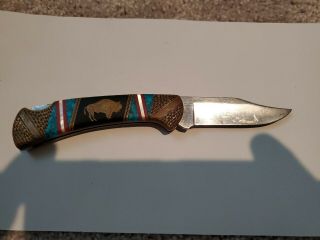 1998 Buck David Yellowhorse 112 Custom " Buffalo " Knife See Picture For Detail