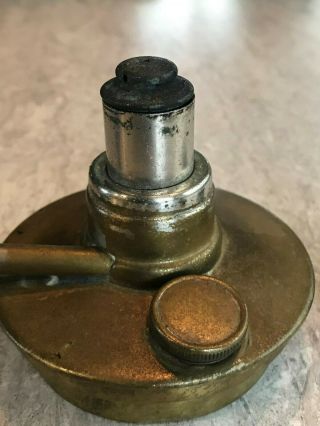 Antique Vintage Copper Oil Lamp Base Burner Sternau Sterno Knob Cap Pat 1903 4