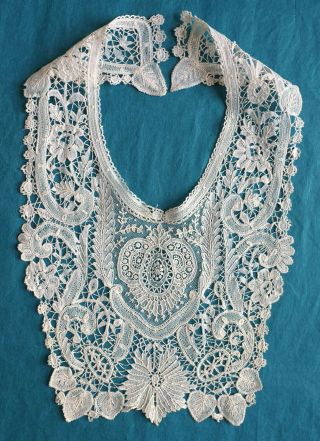 Antique Duchess And Point De Gaze Lace Dress Yoke / Collar