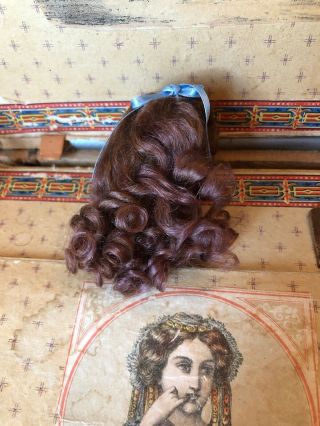 Antique Style Vintage Amber Brown Small Mohair Doll Wig