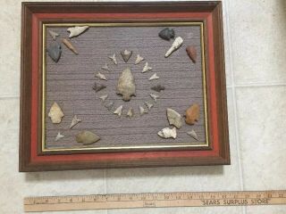 Vintage Or Antique arrowhead in Display frame arrowheads Spearhead 2