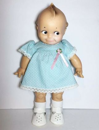 Vintage 1966 Cameo Kewpie Rubber Jointed Doll 13” Blue Dress