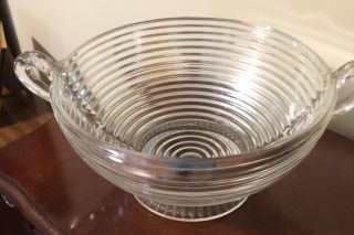 Bowl,  Vintage,  Fruit/punch,  Clear Glass,  Large,  Footed With Handles.