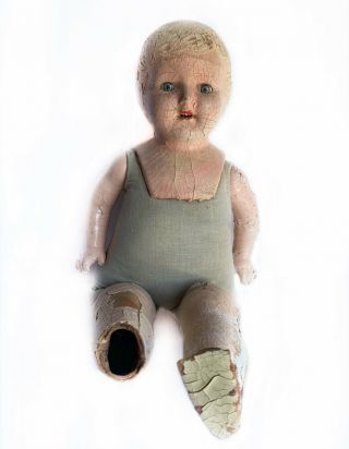 Scary Creepy Old Antique Doll Tiny Creepy Teeth 21” Long