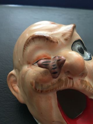 Antique Schafer Vater Big Mouth Ashtray - Mustache Man With Fly In Nose / Eye 6