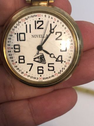 Vintage Novella Train Pocket Watch Gold Color