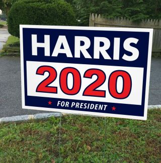 Harris 2020 Yard Sign 12 " X18 " D/s And H - Frame.  Printed W/gloss Uv Ink