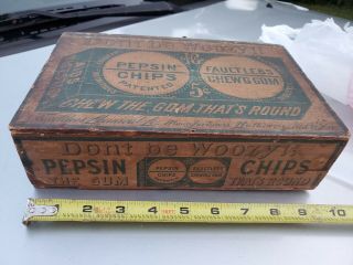 Antique Wood Faultless Chewing Gum Pepsin Chips Advertising Md Balt Box 5 Cents