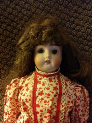 14 " Armand Marseille Mabel Bisque Head Doll On Cloth Body Old Clothes & Wig