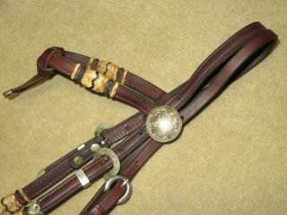 Vintage Champion Turf Western Futurity Headstall Bridle Braided Accents & Silver